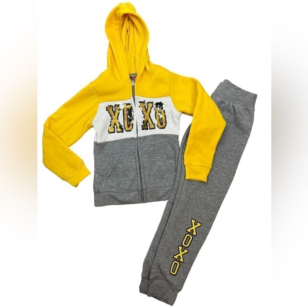 XOXO Kids Matching Pants Set in Yellow and Gray